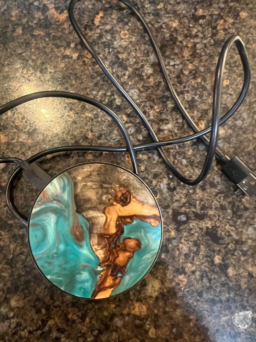 Stylish Wireless Charging Pad - Turquoise & Brown by Carved